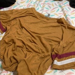 trendy silky yellow top with stripe design